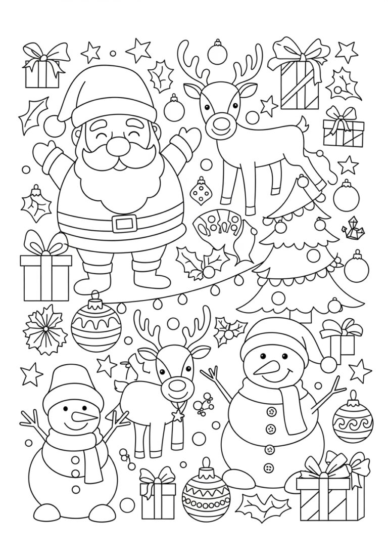 classic christmas coloring page for kids